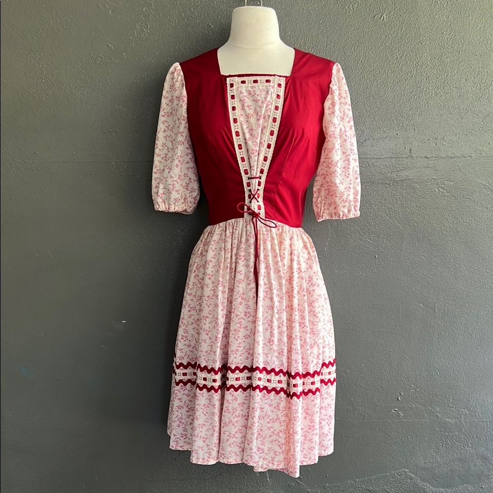Red and Pink Floral Women's Dress